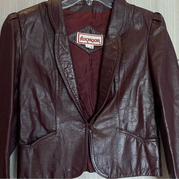 Foxmoor Retro 80s 70s Leather Jacket Blazer Coat Size 9 - Picture 11 of 15